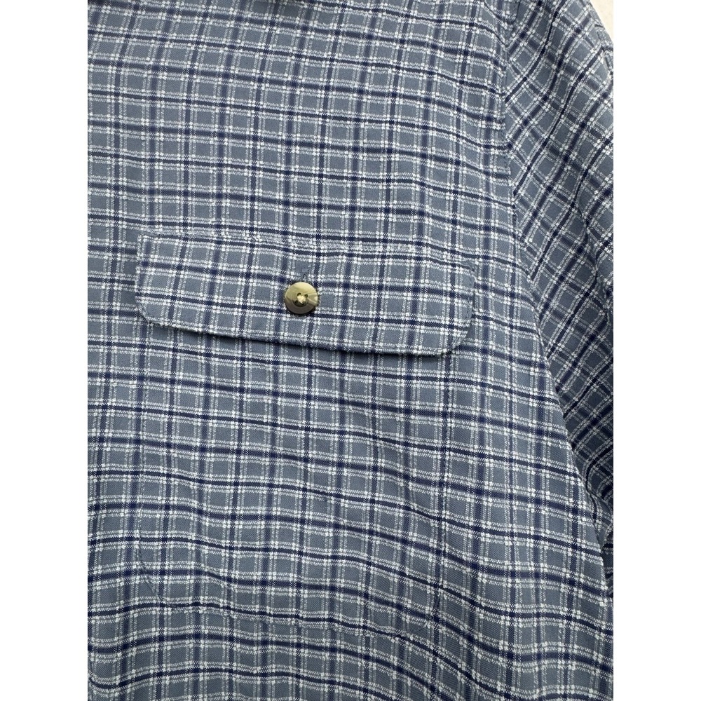 Vintage L.L. Bean Women XL Blue Cotton Short Sleeve Button Shirt Pockets - Picture 3 of 6
